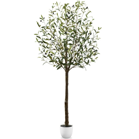 Best Choice Products 8Ft Artificial Olive Tree, Lifelike Faux Tree, Home Accent Decor w/ Planter Pot, Realistic Trunk