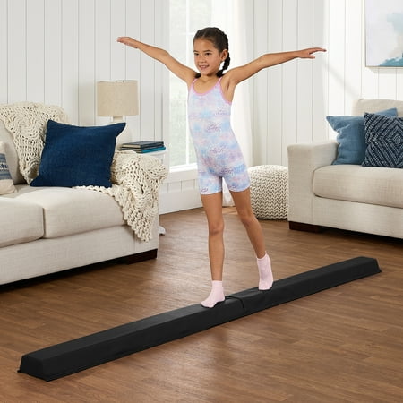 Best Choice Products 8ft Folding Floor Balance Beam 2-Panel for Gymnastics Practice, Exercise Black