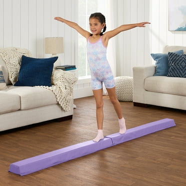 Best Choice Products 8ft Folding Floor Balance Beam 2-Panel for Gymnastics Practice, Exercise  Purple
