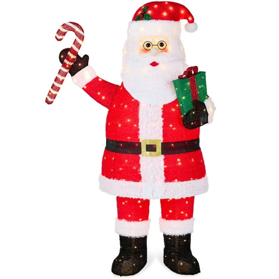 Best Choice Products 8ft Lighted Pop-Up Santa Claus, Outdoor Christmas Holiday Decoration w/ 400 LED Lights, Hat, Gift