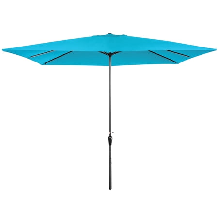 Best Choice Products 8x11ft Rectangular Patio Umbrella w/ Crank, Fade-Resistant 210G Polyester Fabric - Light Blue