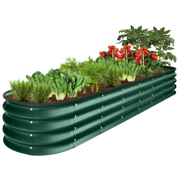 Best Choice Products 8x2x1ft Outdoor Metal Raised Oval Garden Bed, Planter Box for Vegetables, Flowers - Dark Green