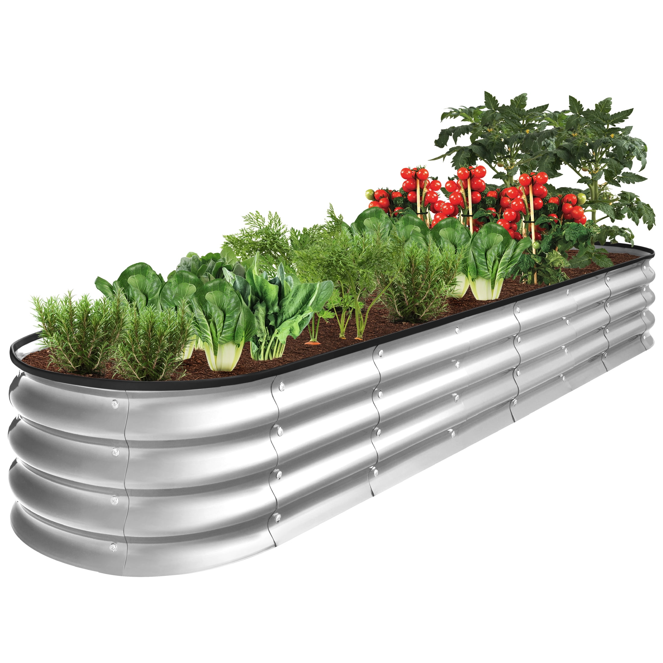 Rustic Red 8x2x1ft Outdoor Metal Raised Garden Bed Planter Box