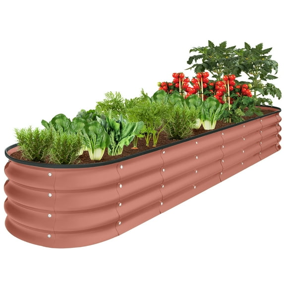 Best Choice Products 8x2x1ft Outdoor Metal Raised Oval Garden Bed, Planter Box for Vegetables, Flowers - Terracotta