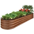 thumbnail image 1 of Best Choice Products 8x2x1ft Outdoor Metal Raised Oval Garden Bed, Planter Box for Vegetables, Flowers - Wood Grain, 1 of 8
