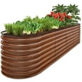 thumbnail image 1 of Best Choice Products 8x2x2ft Metal Raised Garden Bed, Oval Outdoor Planter Box w/ 4 Support Bars - Wood Grain, 1 of 8