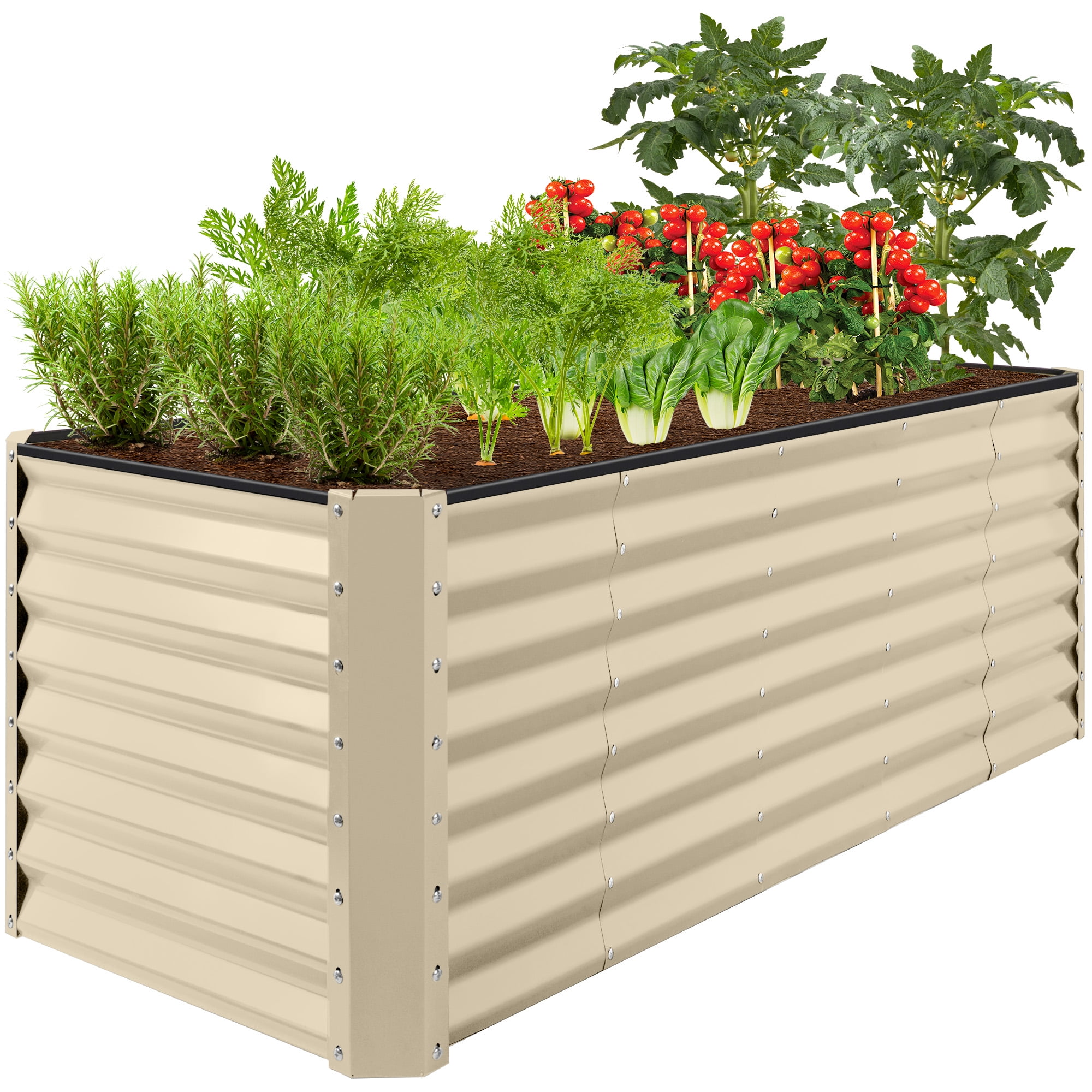 Best Choice Products 8x2x2FT Large Outdoor Planting Box for Backyard Vegetables, Herbs, Flowers, Greenery - Beige