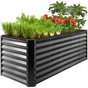 Best Choice Products 8x2x2ft Outdoor Metal Raised Garden Bed, Planter Box for Vegetables, Flowers, Herbs - Beige