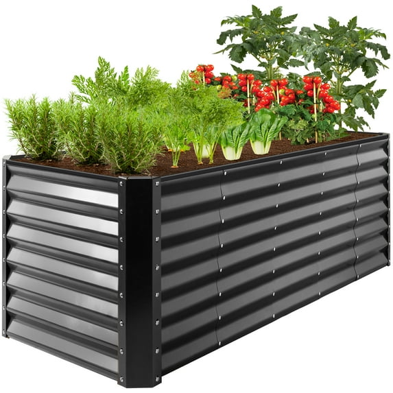 Best Choice Products 8x2x2ft Outdoor Metal Raised Garden Bed, Planter Box for Vegetables, Flowers, Herbs - Gray