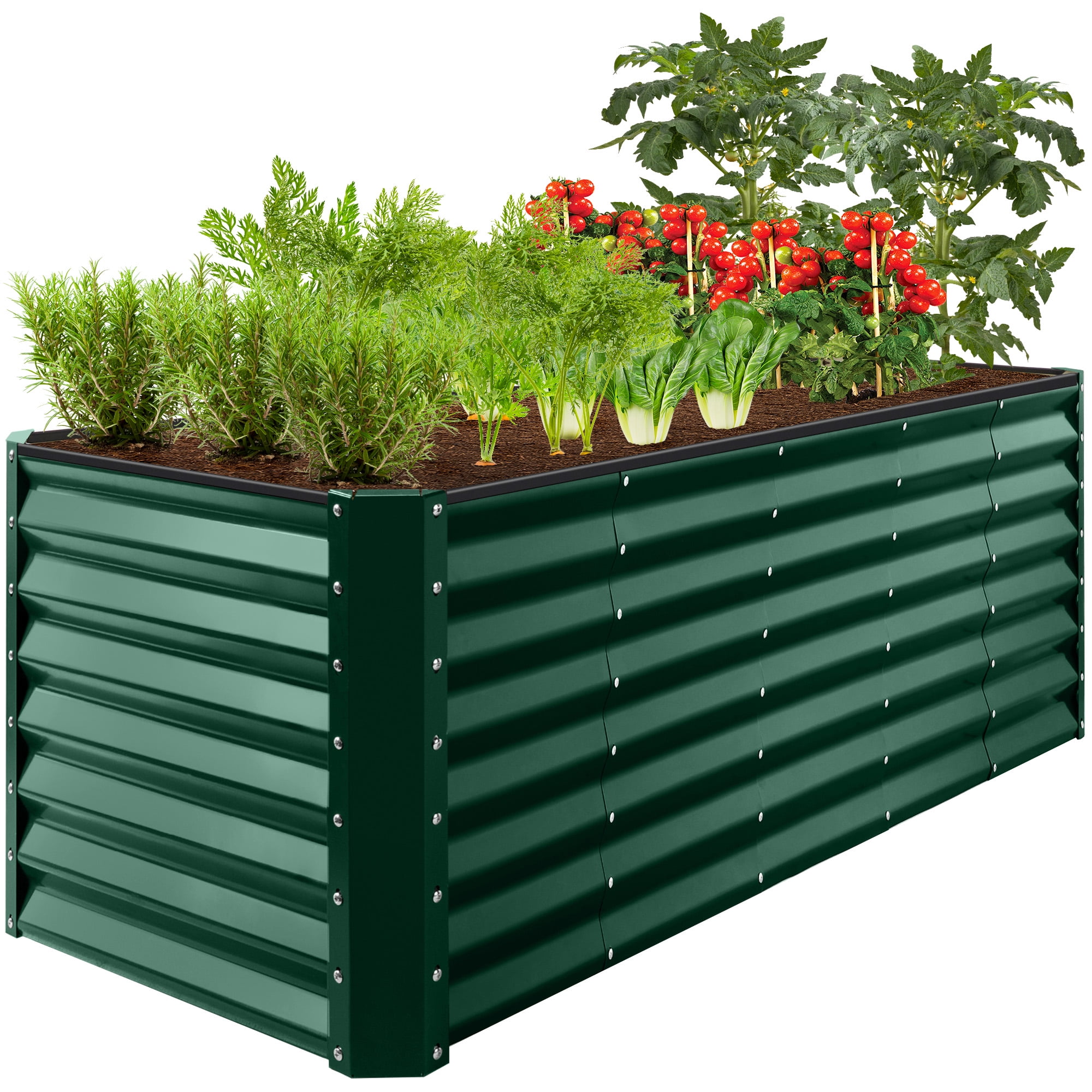Best Choice Products 8x2x2FT Large Outdoor Planting Box for Backyard Vegetables, Herbs, Flowers, Greenery - Dark Green