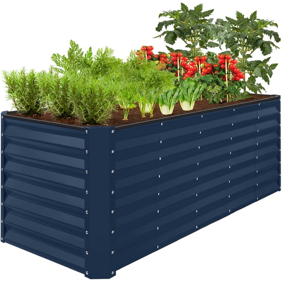 Best Choice Products 8x2x2ft Raised Metal Outdoor Garden Bed for Flowers Vegetables Herbs - Navy