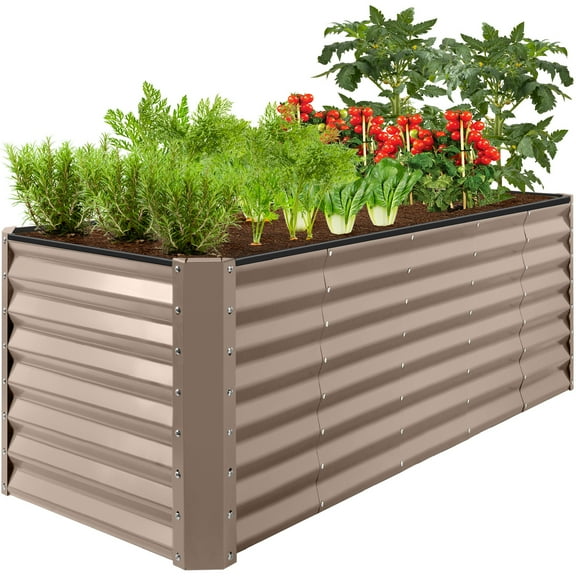 Best Choice Products 8x2x2ft Raised Metal Outdoor Garden Bed, Planter Box for Flowers, Vegetables, Herbs - Taupe