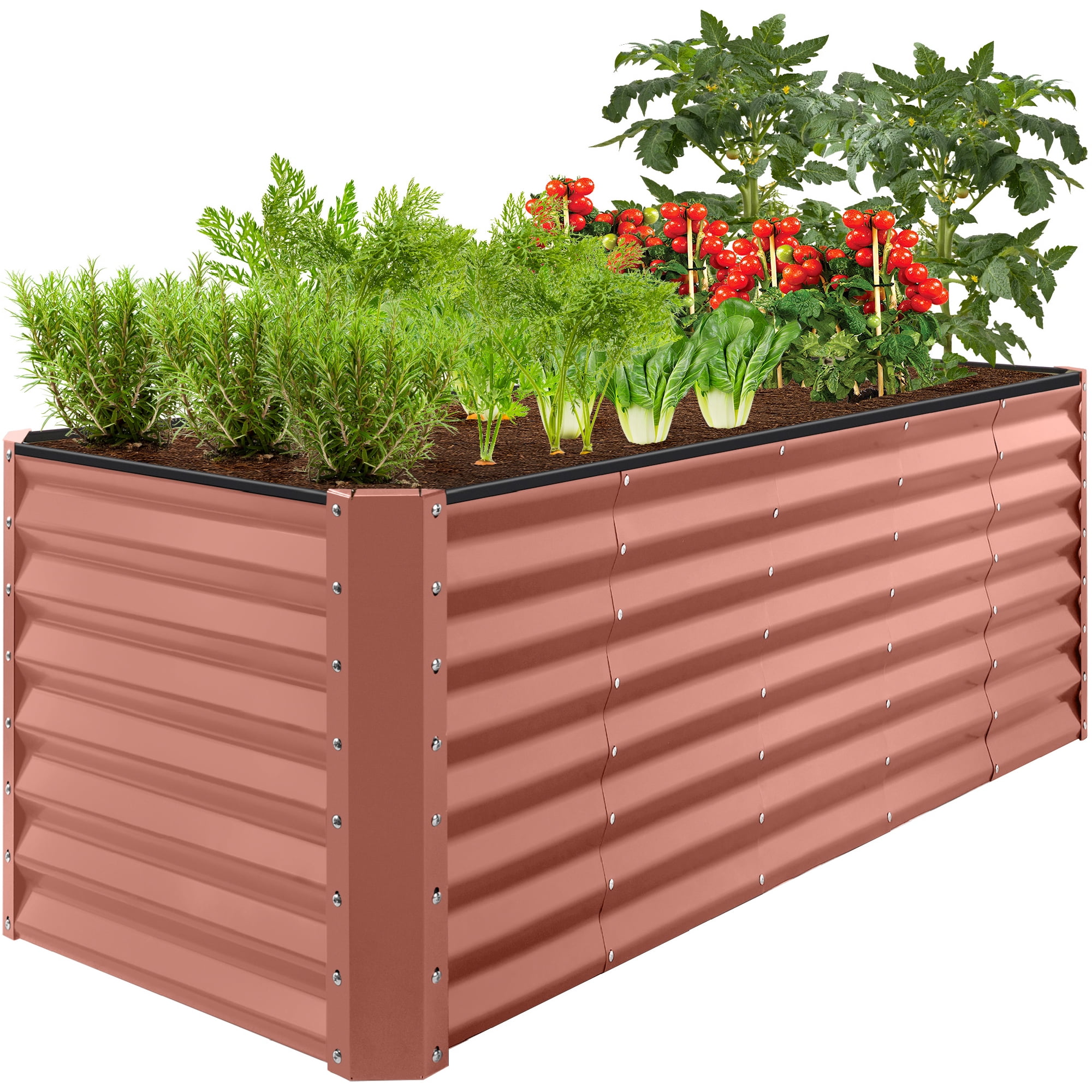 Best Choice Products 8x2x2ft Raised Metal Outdoor Garden Bed for Flowers Vegetables Herbs - Terracotta