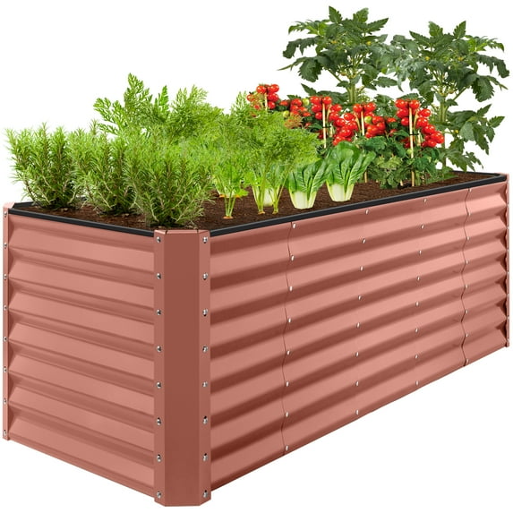Best Choice Products 8x2x2ft Outdoor Metal Raised Garden Bed, Planter Box for Vegetables, Flowers, Herbs - Terracotta