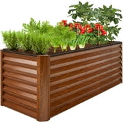 Best Choice Products 8x2x2ft Raised Metal Outdoor Garden Bed for Flowers Vegetables Herbs - Wood Grain