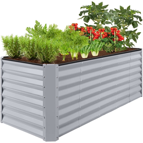 Best Choice Products 8x2x2ft Raised Metal Outdoor Garden Bed, Planter Box for Flowers, Vegetables, Herbs - Moonlight Gray