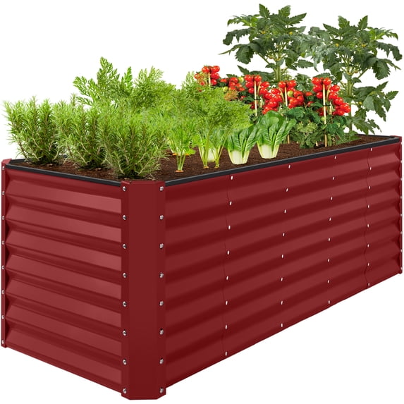 Best Choice Products 8x2x2ft Raised Metal Outdoor Garden Bed for Flowers Vegetables Herbs - Royal Red