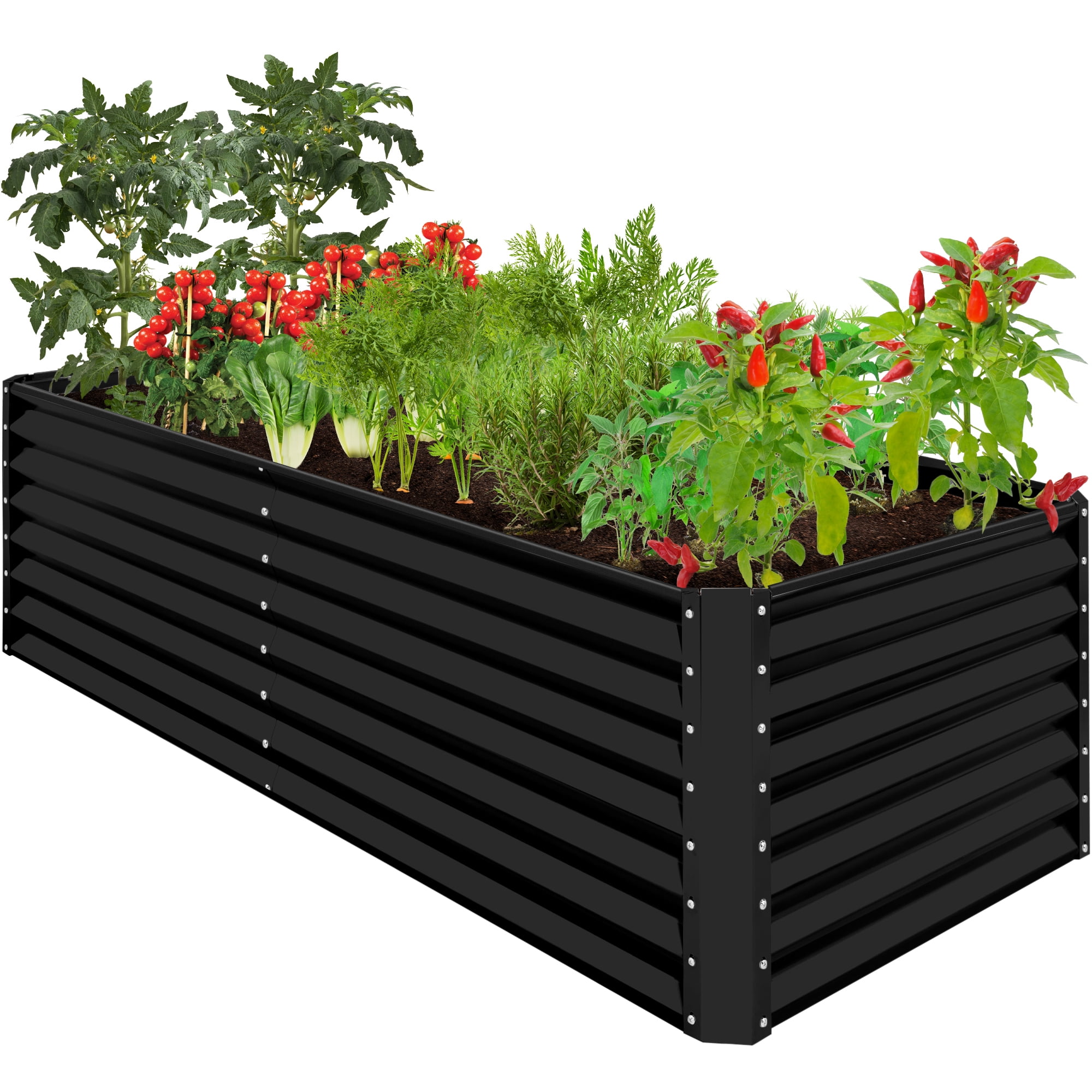Best Choice Products 8x4x2ft Outdoor Metal Raised Garden Bed for Vegetables Flowers Herbs - Black
