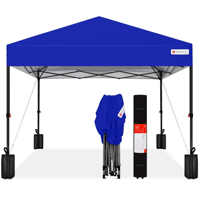 Best Choice Products 8x8ft Easy Setup Pop Up Canopy w 1 Button Setup Wheeled Case 4 Weight Bags Resort Blue Walmart