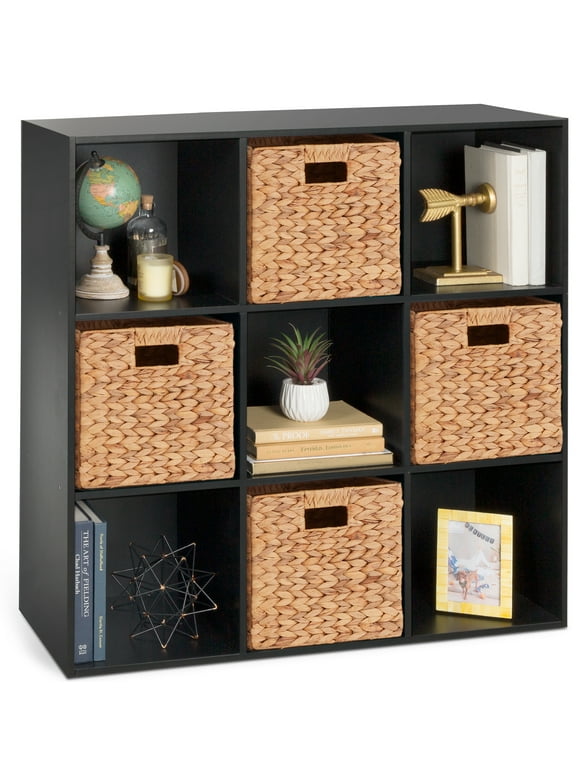 Best Choice Products 9-Cube Bookshelf, 11in Display Storage Compartment Organizer w/ 3 Removable Back Panels - Black