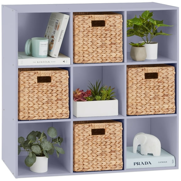 Best Choice Products 9-Cube Bookshelf, 11in Display Storage Organizer w/ 3 Removable Back Panels - Lavender