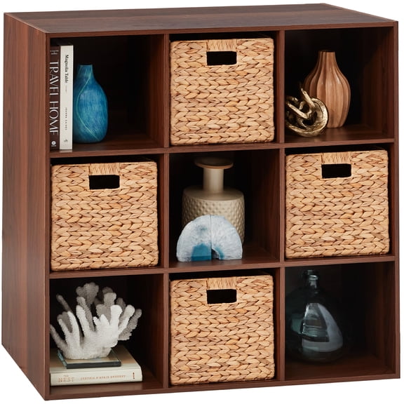 Best Choice Products 9-Cube Bookshelf, 11in Display Storage Organizer w/ 3 Removable Back Panels - Walnut