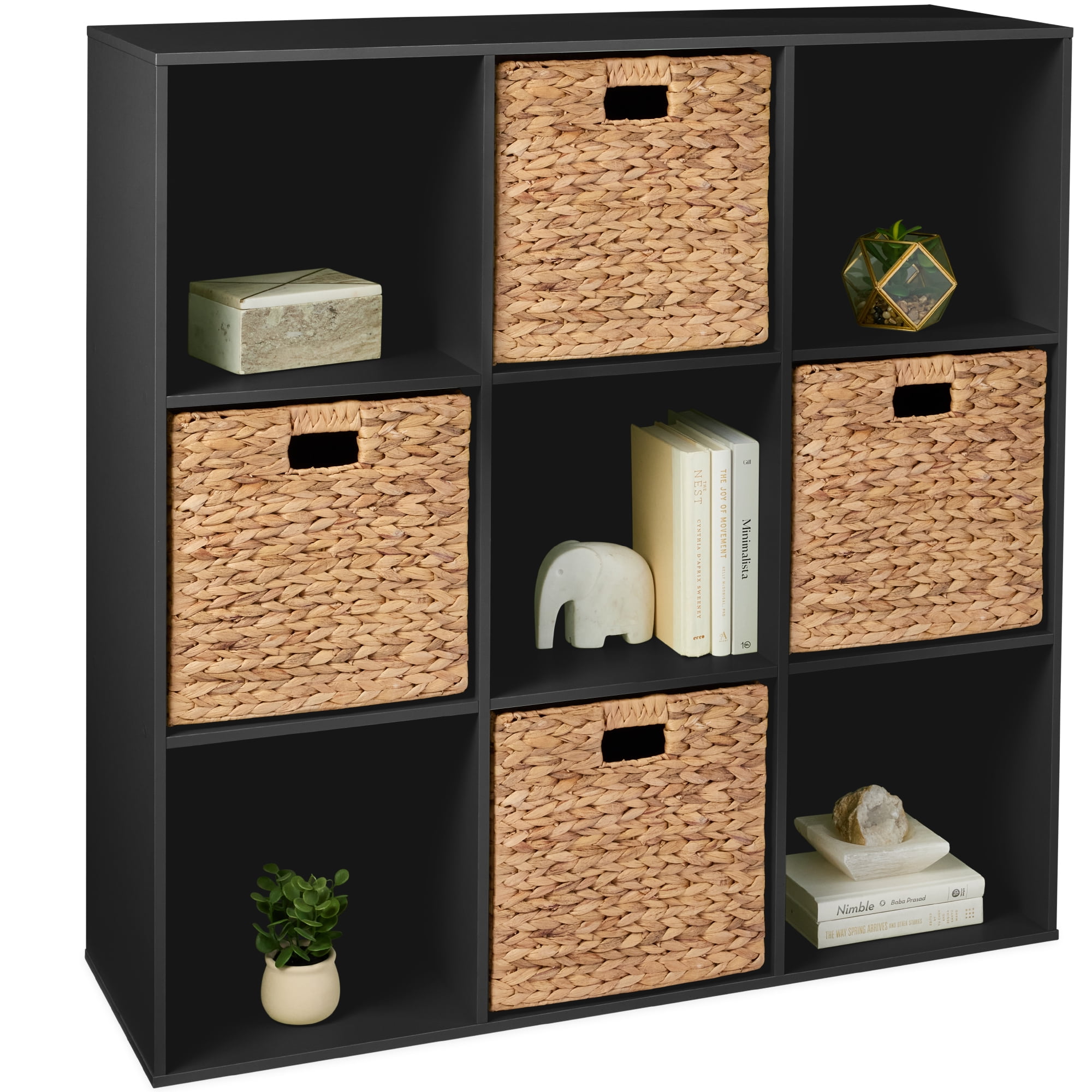 Best Choice Products 9-Cube Bookshelf, 13.5in Display Storage System, Organizer w/ Removable Back Panels - Black