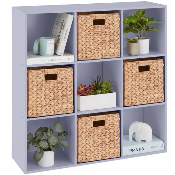 Best Choice Products 9-Cube Bookshelf, 13.5in Display Storage System, Organizer w/ Removable Back Panels - Lavender