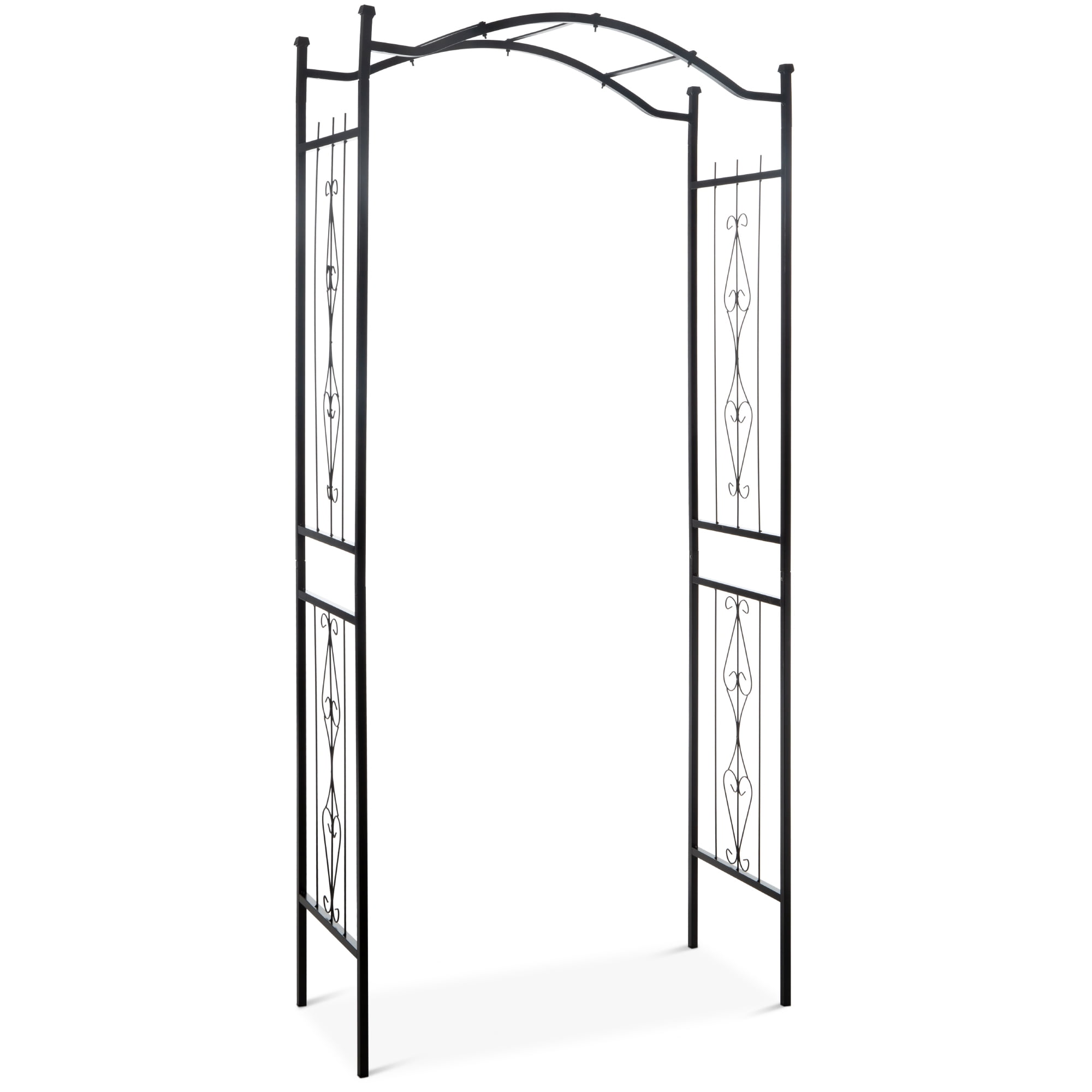 Black Steel Garden Arch Arbor with Wire Lattice for Climbing Plants