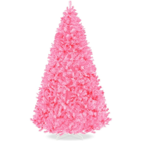 Best Choice Products Artificial Christmas Tree, 9ft Premium Unlit Pine Design, Dense Branches w/Easy Assembly - Pink