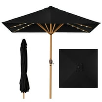 Best Choice Products 9ft Deep Square Solar LED Lighted Patio Umbrella w/ Woodgrain Pattern, UV-Resistant - Black