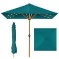 thumbnail image 1 of Best Choice Products 9ft Deep Square Solar LED Lighted Patio Umbrella w/ Woodgrain Pattern, UV-Resistant - Cerulean, 1 of 8