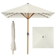 thumbnail image 1 of Best Choice Products 9ft Deep Square Solar LED Lighted Patio Umbrella w/ Woodgrain Pattern, UV-Resistant - Ivory, 1 of 8