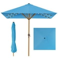 thumbnail image 1 of Best Choice Products 9ft Deep Square Solar LED Lighted Patio Umbrella w/ Woodgrain Pattern, UV-Resistant - Sky Blue, 1 of 9