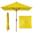 thumbnail image 1 of Best Choice Products 9ft Deep Square Solar LED Lighted Patio Umbrella w/ Woodgrain Pattern, UV-Resistant - Yellow, 1 of 8
