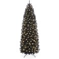 thumbnail image 1 of Best Choice Products 9ft Pre-Lit Black Artificial Christmas Tree, Holiday Pencil Tree w/ 500 Incandescent Lights, Base, 1 of 8