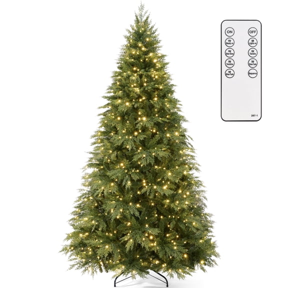 Best Choice Products 9ft Pre-Lit Cedar Cypress Christmas Tree Twinkling Lights Remote Control Lighted Artificial Decor