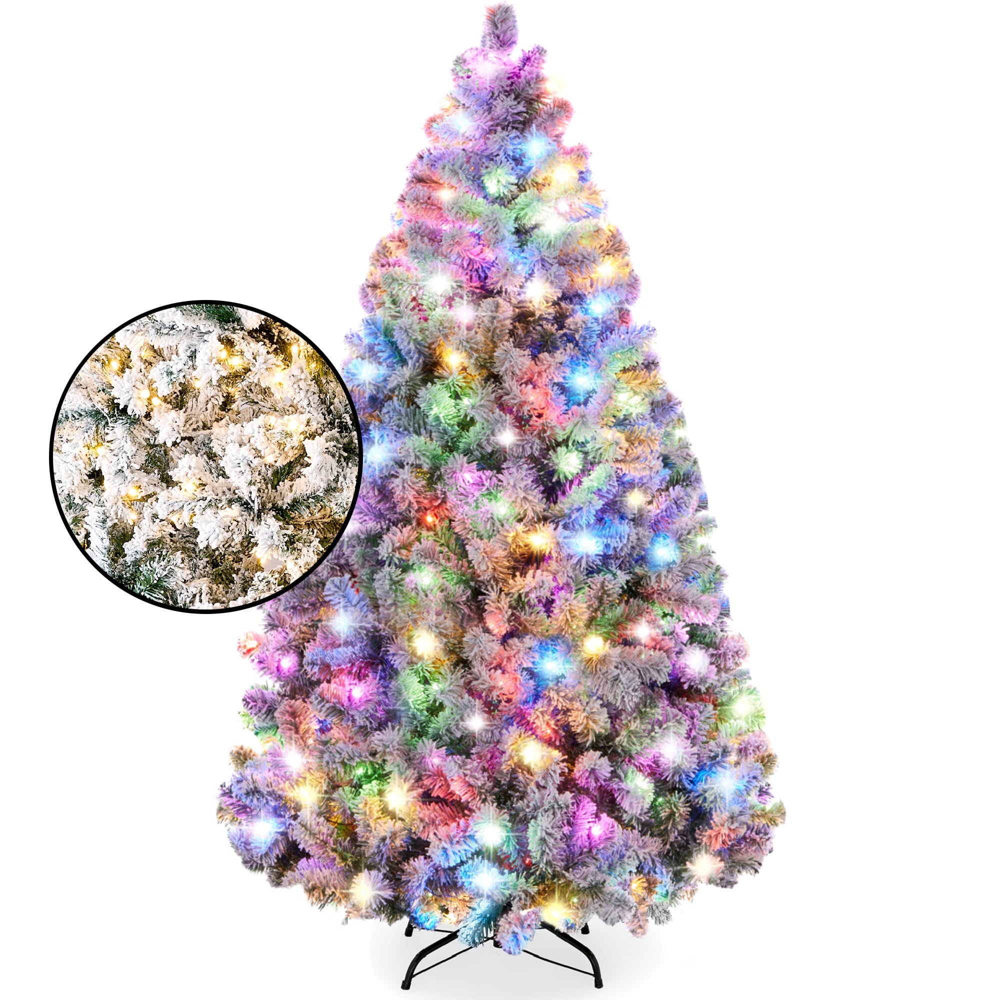 Best Choice Products 9ft Pre-Lit Christmas Pine Tree w/ Flocked ...