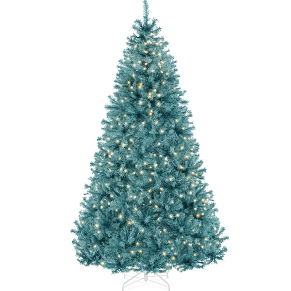 Best Choice Products 9ft Pre-Lit Peacock Blue Christmas Tree, Artificial Holiday Decoration w/ 900 Lights