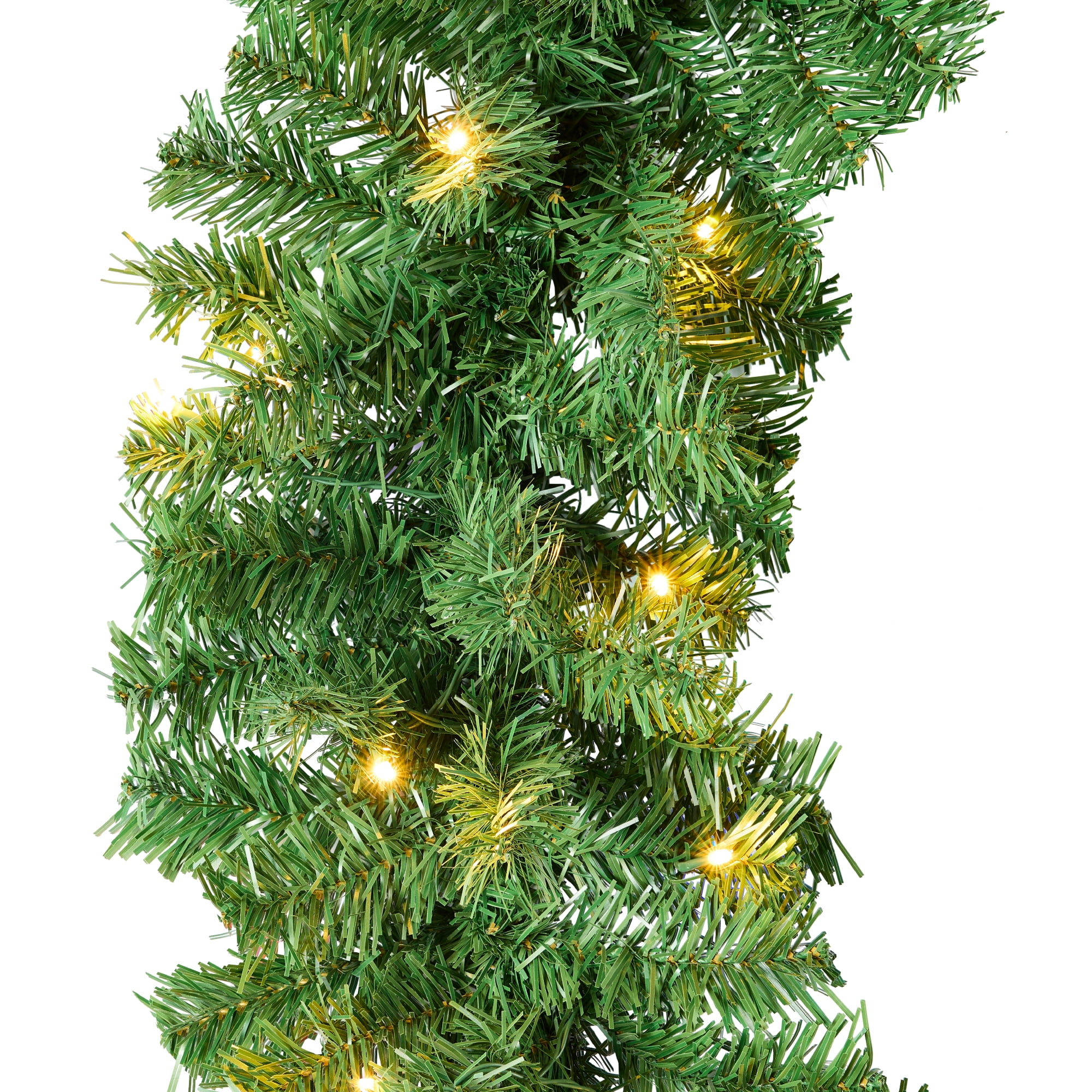 9ft Green Battery-Powered Pre-Lit Christmas Garland with LED Lights