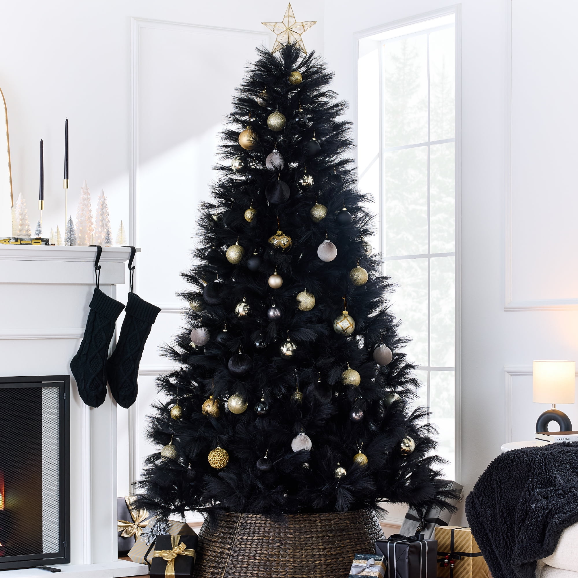 Best Choice Products 9ft Premium Artificial Black Pampas Christmas Tree ...