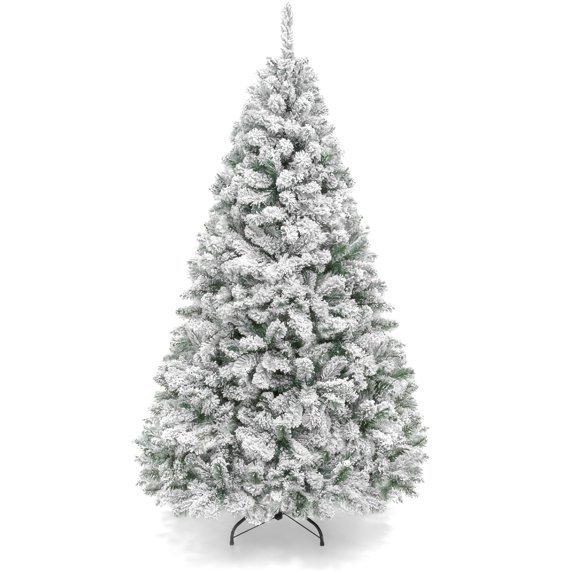 Best Choice Products Artificial Flocked Christmas Tree, 9ft Premium Unlit Pine Holiday Decor w/Metal Stand Green