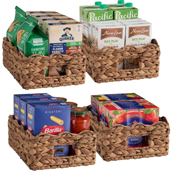 Best Choice Products 9x12 Scalloped Shelf Baskets, Woven Storage Bins, 4 Pack - Chestnut