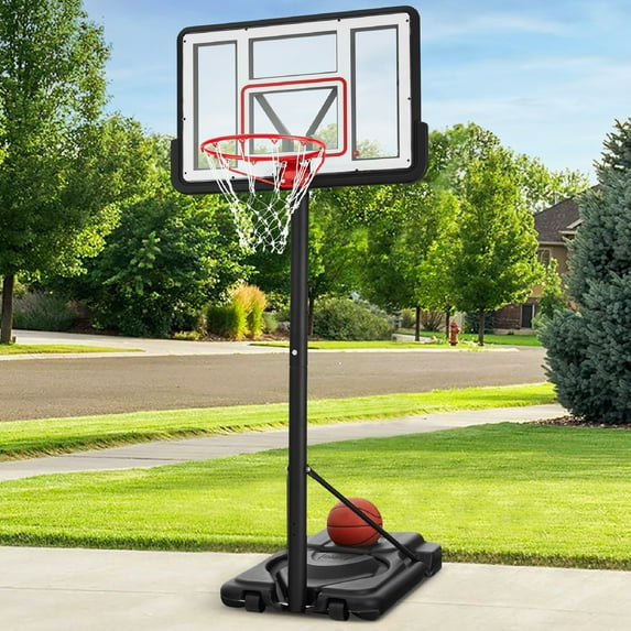Best Choice Products Adjustable Regulation-Size Basketball Hoop, Portable Sport System w/ Fillable Base, 2 Wheels - Clear