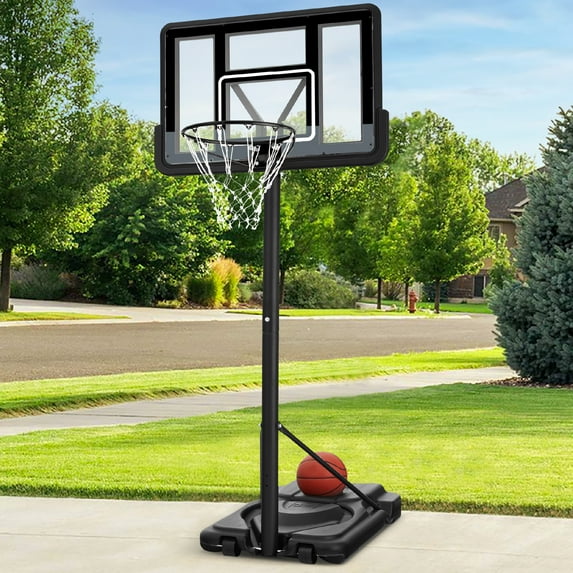Best Choice Products Adjustable Regulation-Size Basketball Hoop, Portable Sport System w/ Fillable Base - Black/Gray