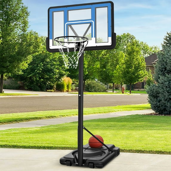 Best Choice Products Adjustable Regulation-Size Basketball Hoop, Portable Sport System w/ Fillable Base - Blue/White