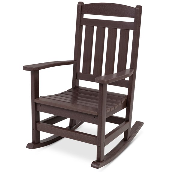 Best Choice Products All-Weather Rocking Chair, Indoor Outdoor HDPE Porch Rocker w/ 300lb Weight Capacity - Brown