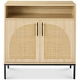 thumbnail image 1 of Best Choice Products Arched 2-Door Rattan Cabinet, Sideboard, Buffet, w/ Cord Cutout, Adjustable Storage Shelf - Natural, 1 of 9