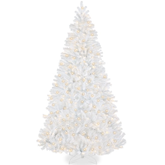 Best Choice Products Artificial Christmas Tree, 7.5ft Premium Pre-Lit Spruce Design, Dense Branches White Spruce