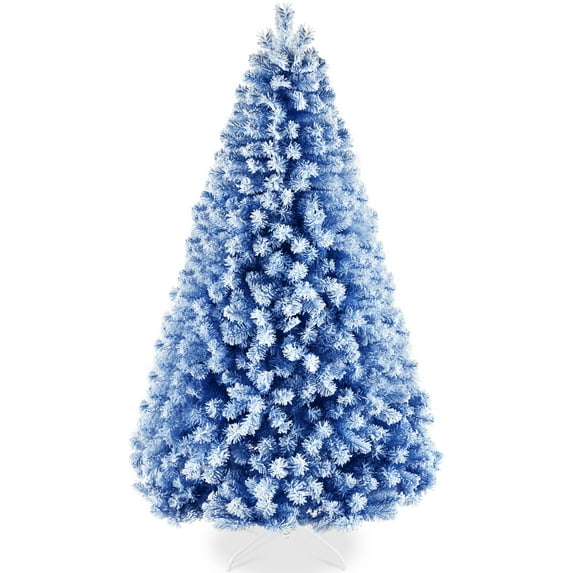 Best Choice Products Artificial Flocked Christmas Tree, 6ft Premium Unlit Colorful Pine Holiday Decor w/Stand - Baby Blue